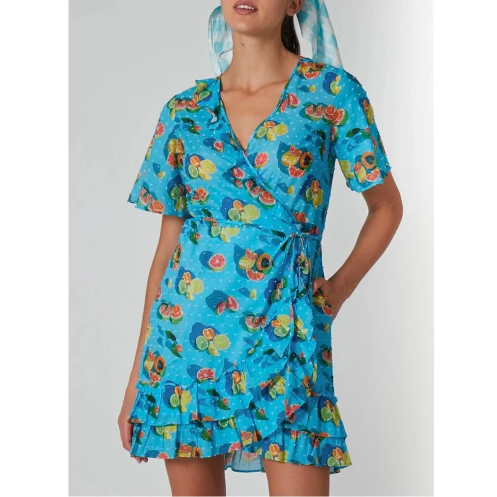 Rachel Antonoff citrus print wrap dress - Picture 2 of 11